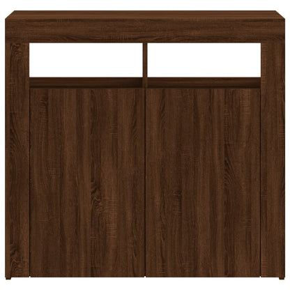 Skjenk Brun Eik med LED-lys 80x35x75 cm