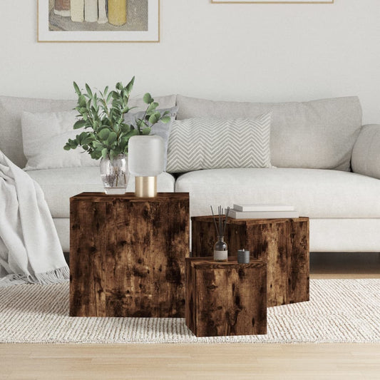 Sidebord Røkt Eik 3 stk