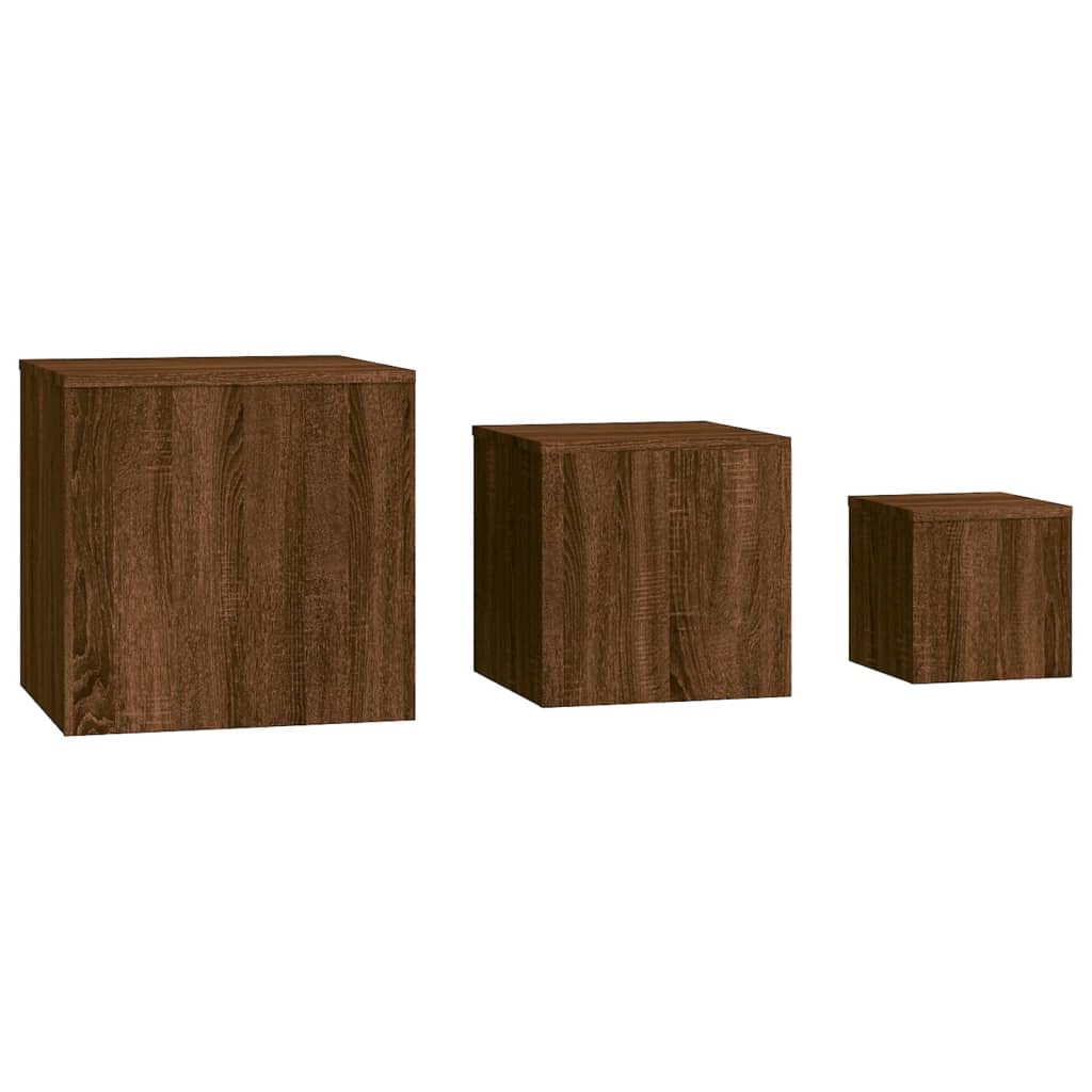 Sidebord Brun Eik 3 stk