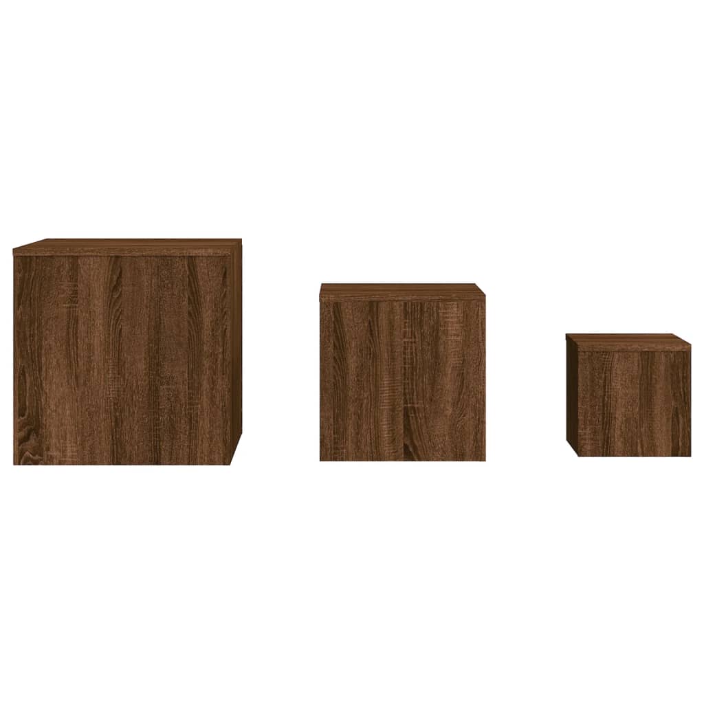 Sidebord Brun Eik 3 stk