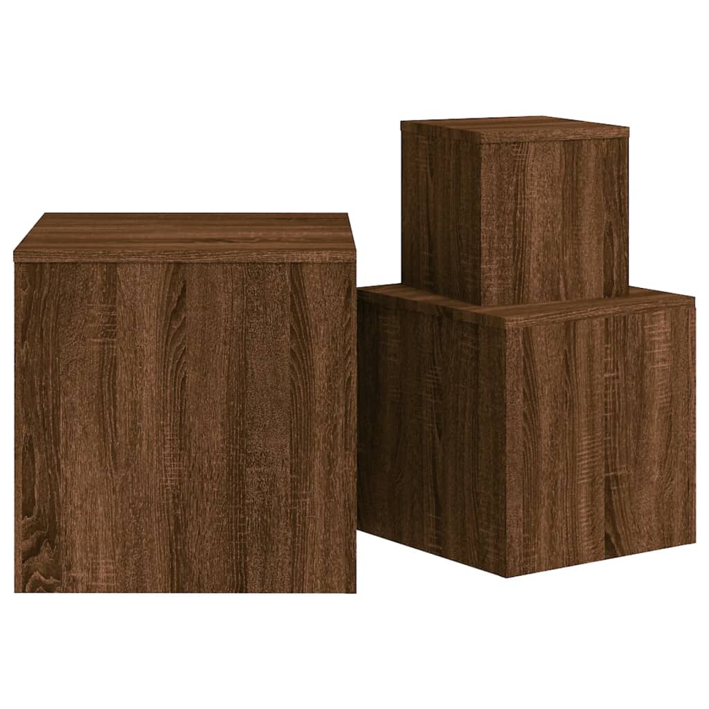 Sidebord Brun Eik 3 stk
