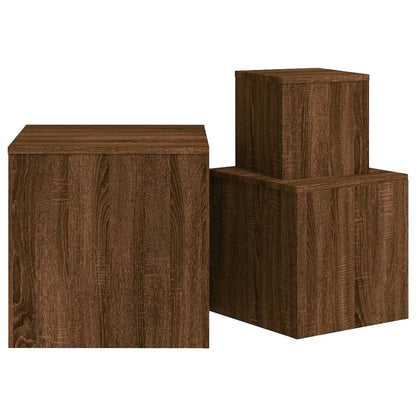 Sidebord Brun Eik 3 stk