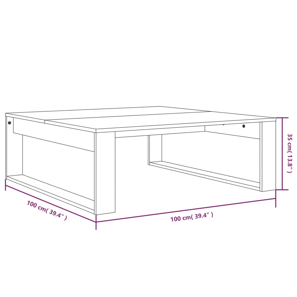 Salongbord Sofabord Brun Eik 100x100x35 cm