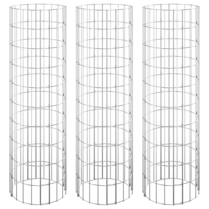 Sirkulær gabion høybed 3 stk galvanisert stål Ø30x100 cm