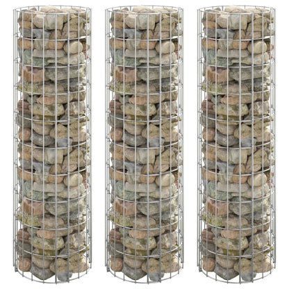 Sirkulær gabion høybed 3 stk galvanisert stål Ø30x100 cm