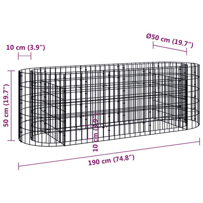 Gabion høybed galvanisert jern 190x50x50 cm