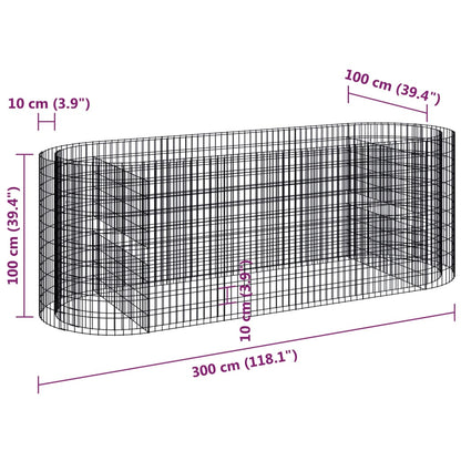 Gabion høybed galvanisert jern 300x100x100 cm
