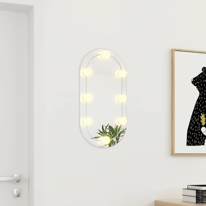 Veggspeil med LED-lys 60x30 cm glass oval