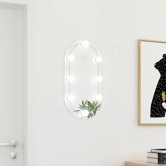 Veggspeil med LED-lys 60x30 cm glass oval