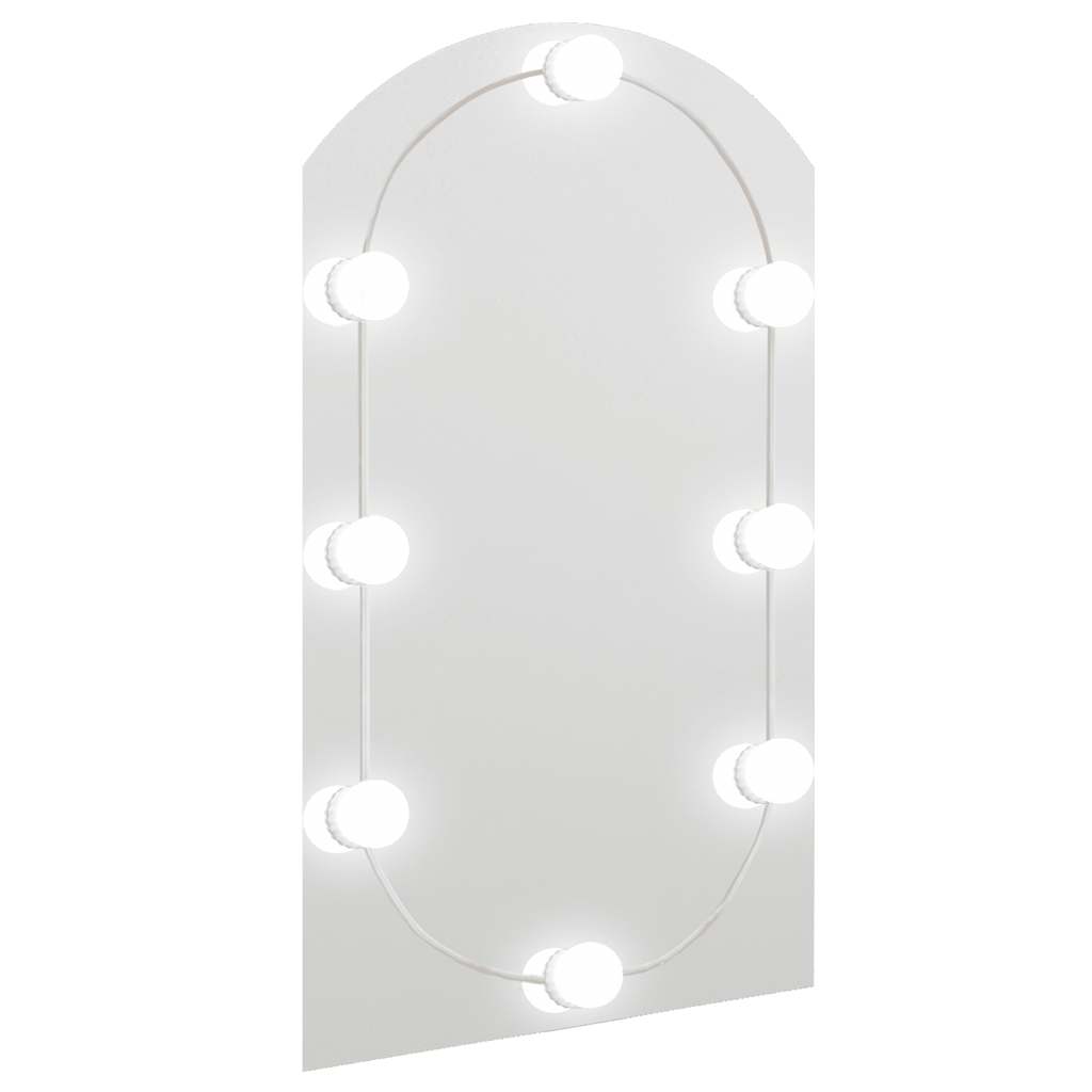 Veggspeil med LED-lys 70x40 cm glass oval