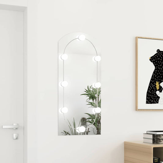 Veggspeil med LED-lys 90x45 cm glass oval