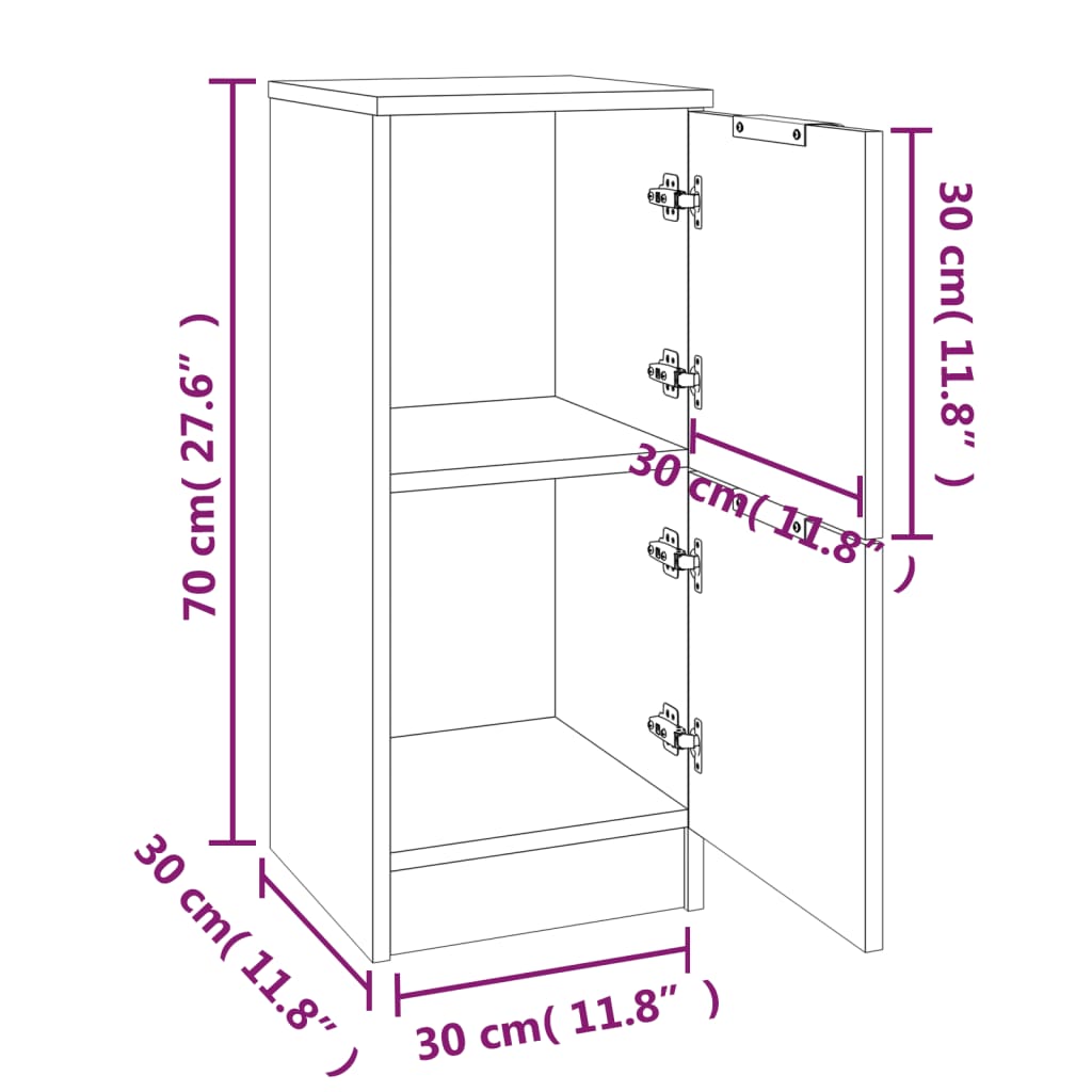 Kommode Betonggrå 2 stk 30x30x70 cm