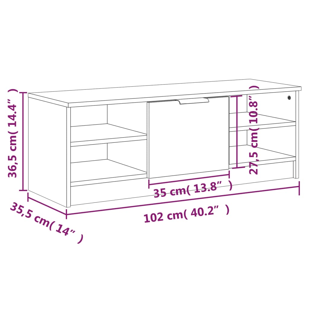 TV-Møbel Hvit TV-benk 102x35,5x36,5 cm