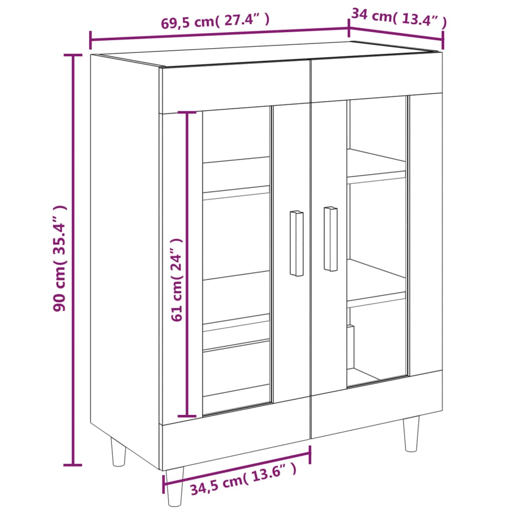 Skap Hvit 69,5x34x90 cm
