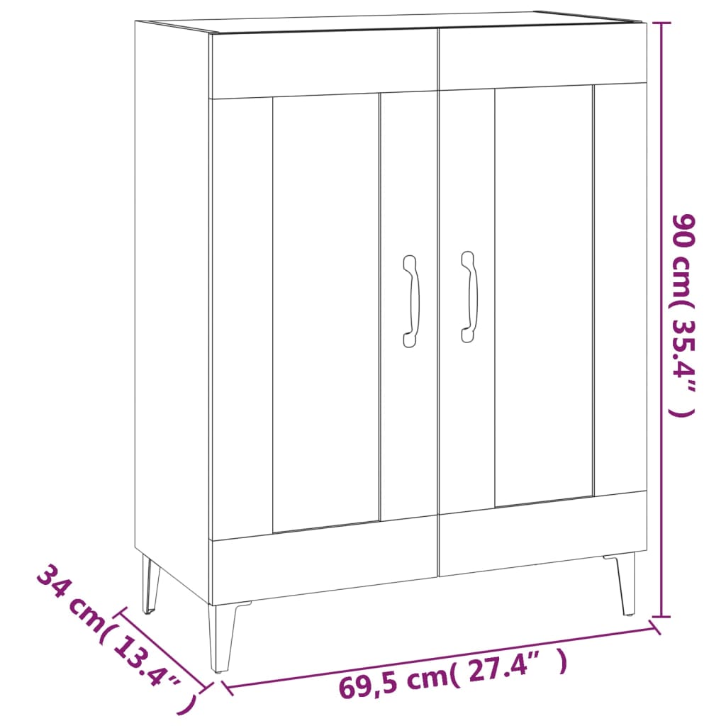 Skjenk Høyglans Hvit 69,5x34x90 cm