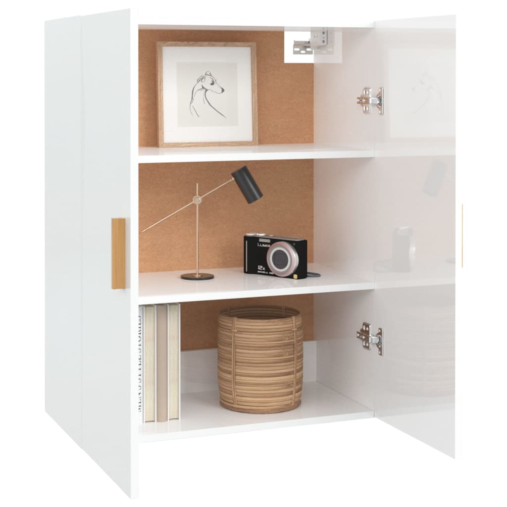 Veggskap Høyglans Hvit 69,5x34x90 cm