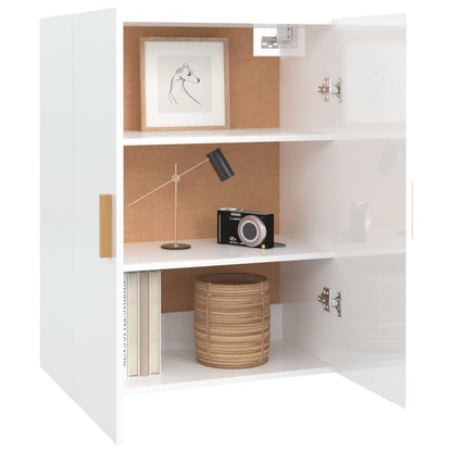 Veggskap Høyglans Hvit 69,5x34x90 cm