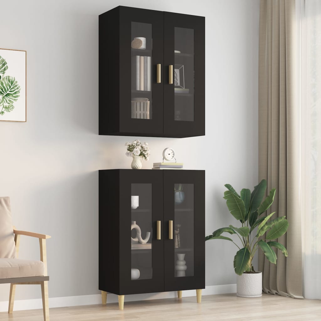 Veggskap Svart 69,5x34x90 cm