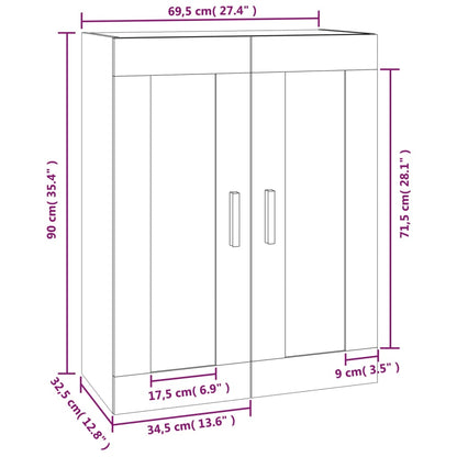 Veggskap Svart 69,5x32,5x90 cm