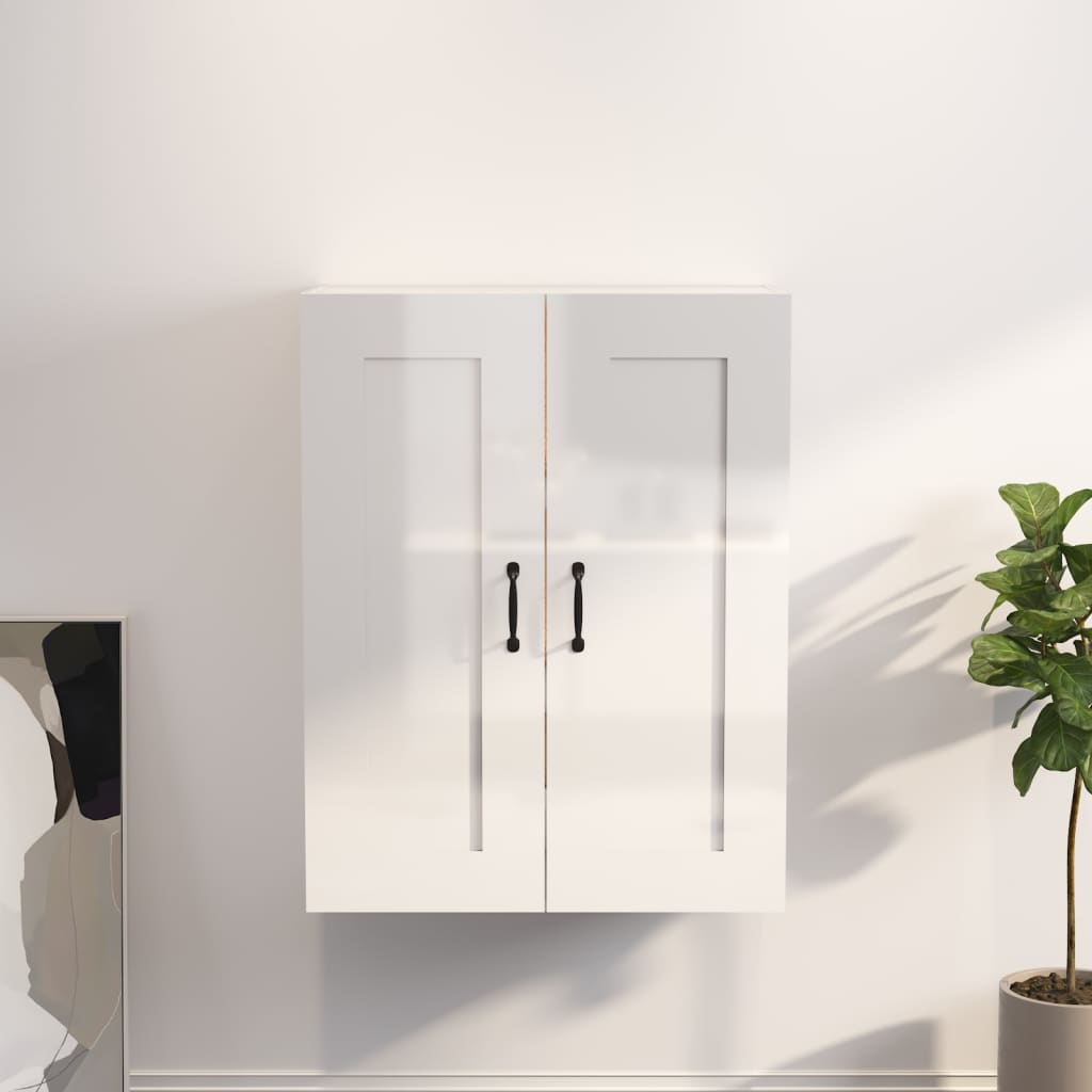 Vegghylle Høyglans Hvit 69,5x32,5x90 cm