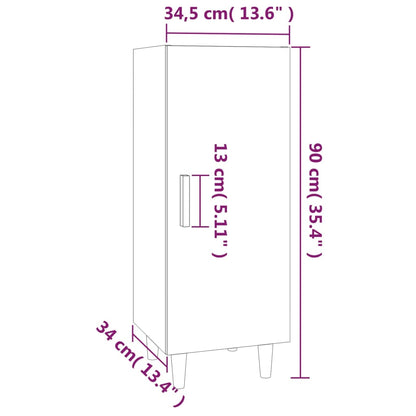 Skjenk hvit 34,5x34x90 cm konstruert tre