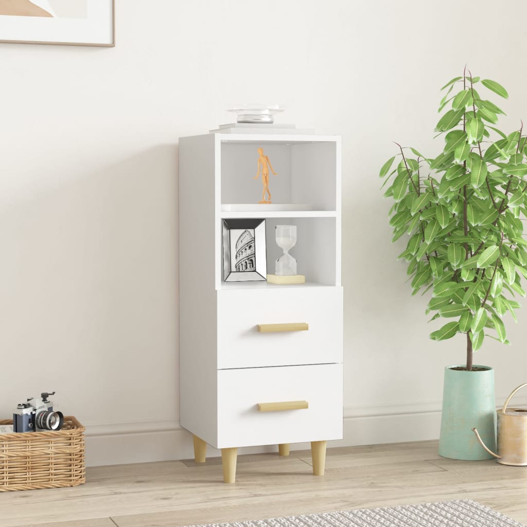 Skjenk hvit 34,5x34x90 cm konstruert tre