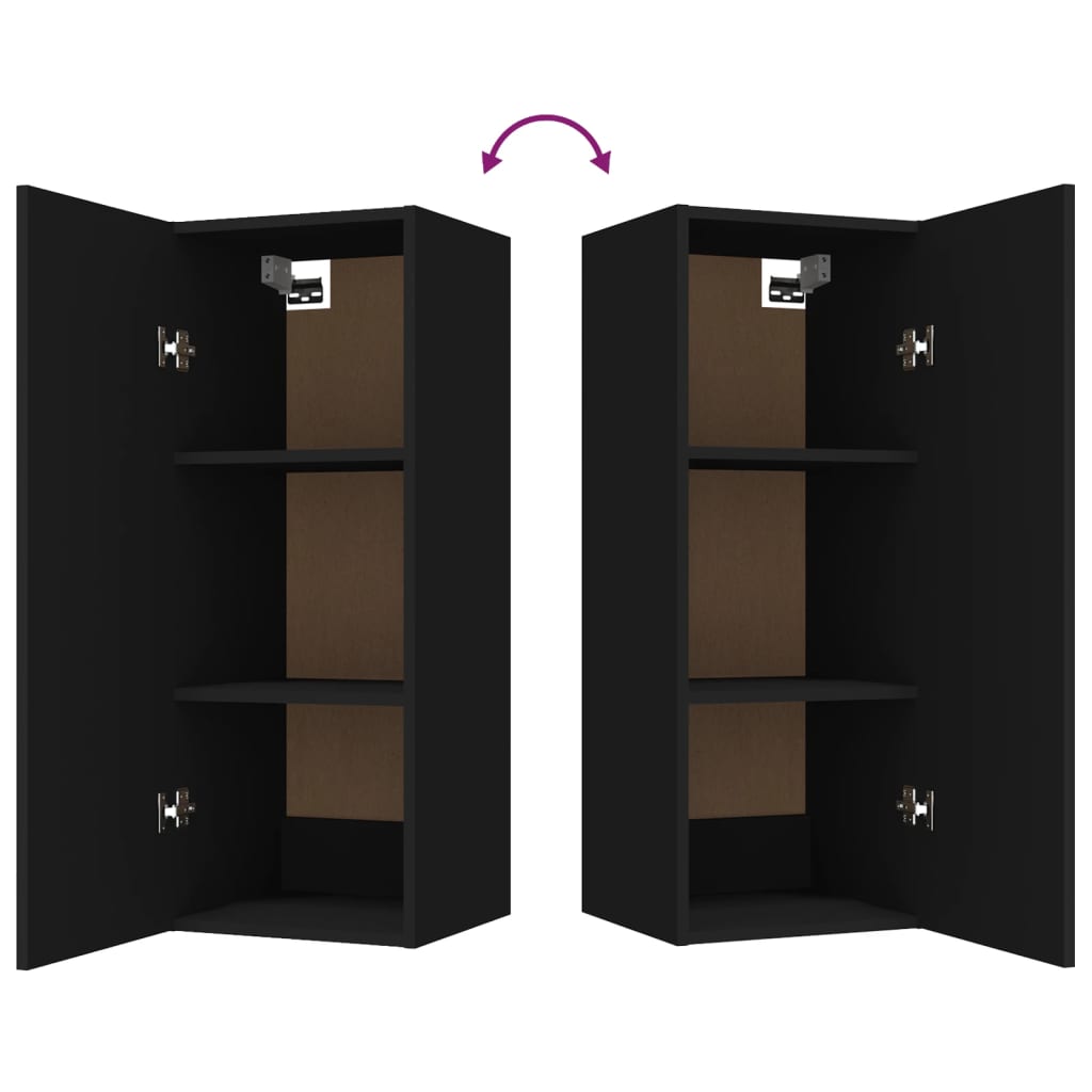 Veggskap svart 34,5x34x90 cm konstruert tre