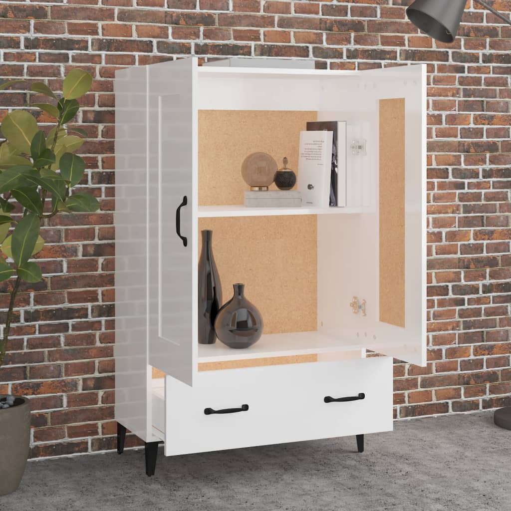 Skap Høyglans Hvit 70x31x115 cm