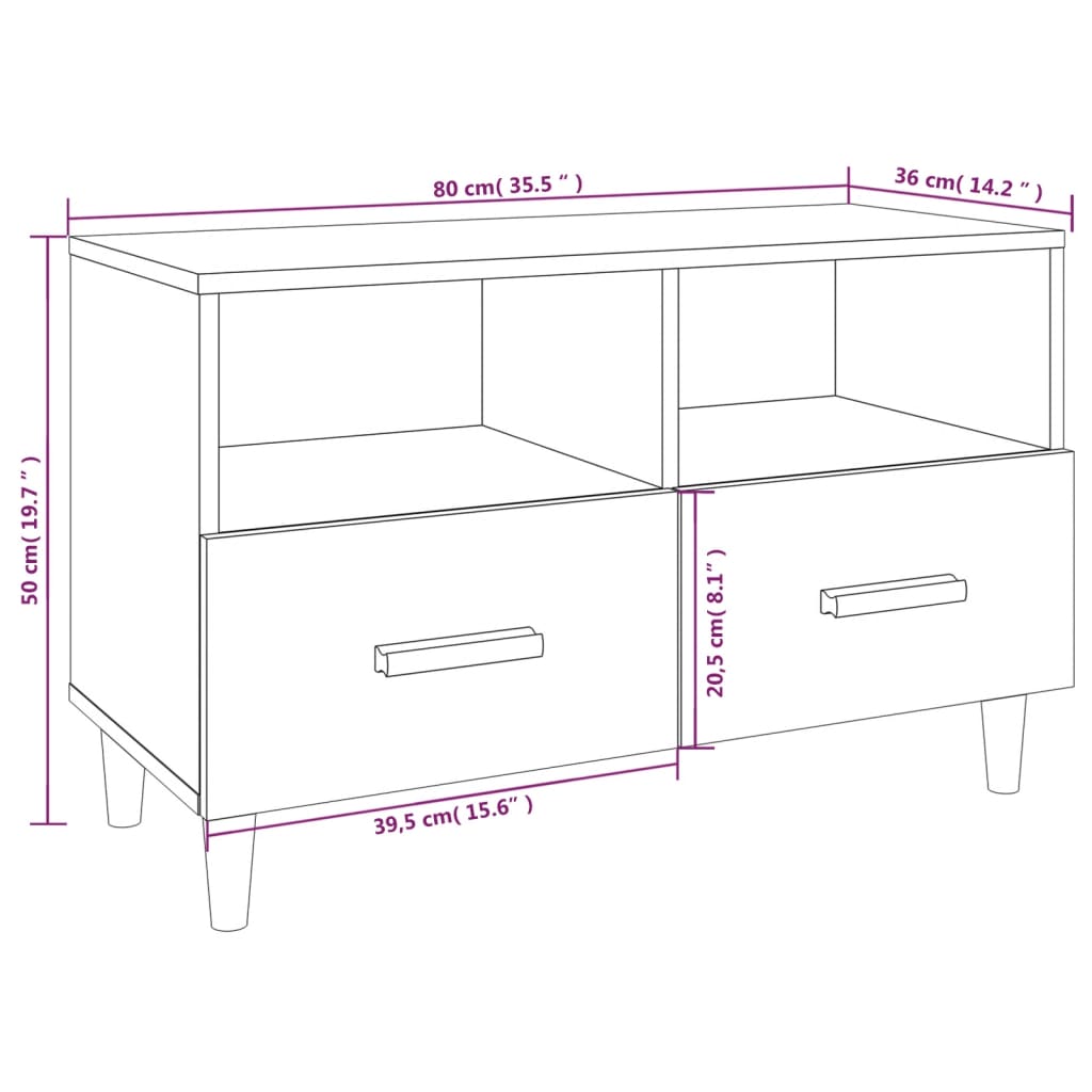 TV-Møbel Svart Tv-benk 80x36x50 cm