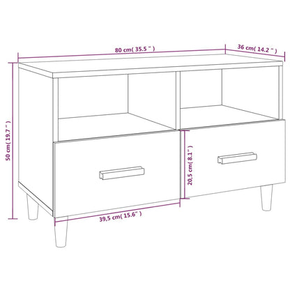 TV-Møbel Høyglans Hvit Tv-benk 80x36x50 cm