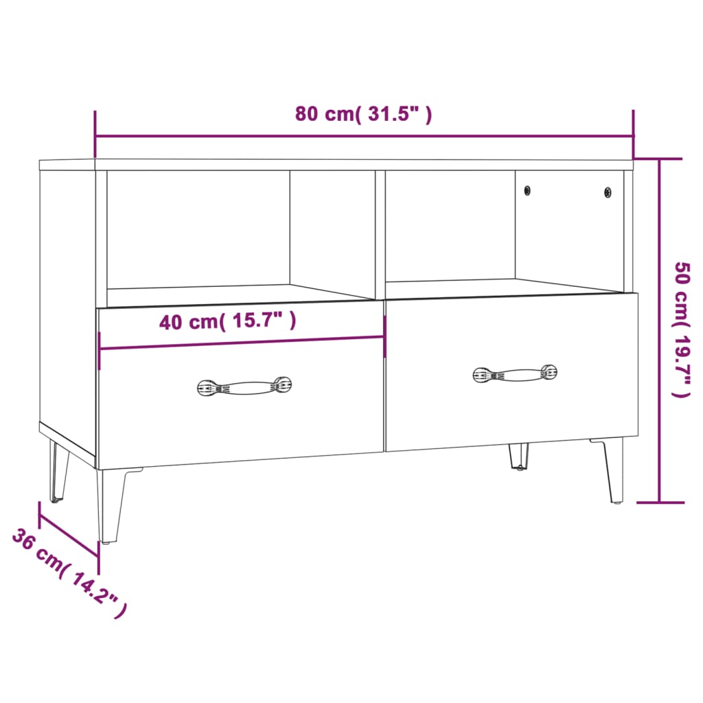 TV-Møbel Svart TV-benk 80x36x50 cm