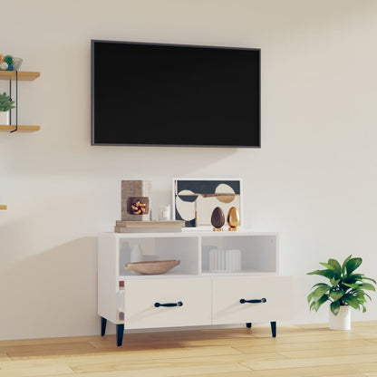 TV-Møbel Høyglans Hvit TV-benk 80x36x50 cm