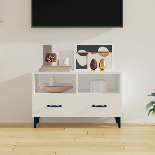 TV-Møbel Høyglans Hvit TV-benk 80x36x50 cm