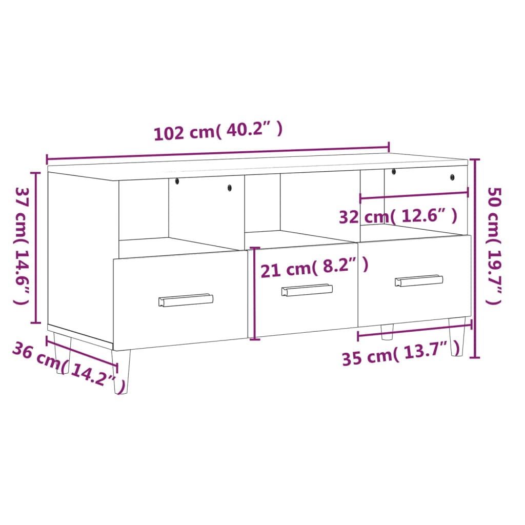TV-Møbel Sonoma Eik TV-benk 102x36x50 cm