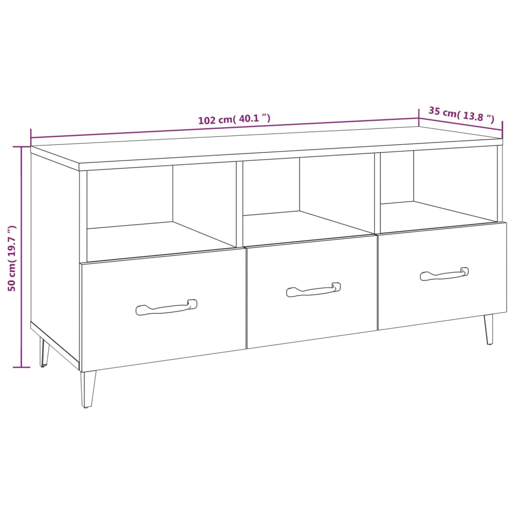 TV-Møbel Hvit TV-benk 102x35x50 cm