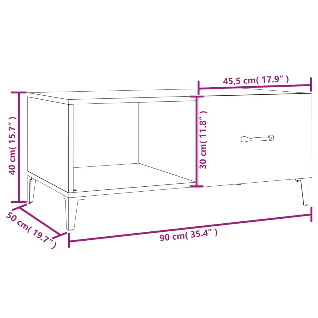 Salongbord Sofabord Svart 90x50x40 cm
