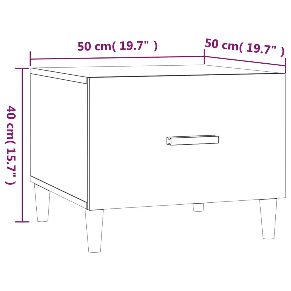 Salongbord Sofabord Hvit 2 stk 50x50x40 cm