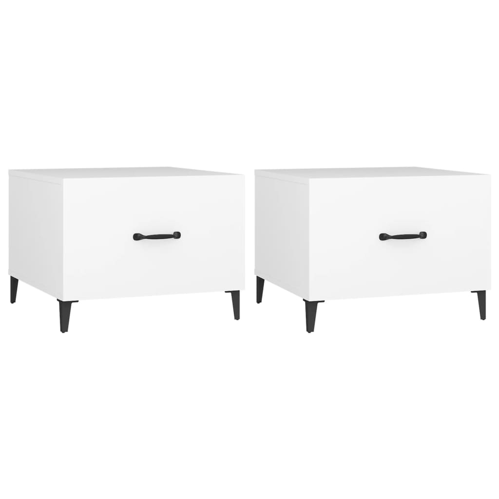 Sidebord Hvit med metallben 2 stk 50x50x40 cm