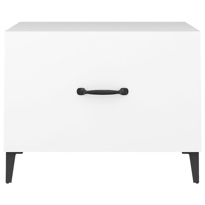 Sidebord Hvit med metallben 2 stk 50x50x40 cm