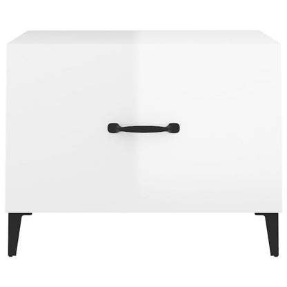 Sidebord Høyglans Hvit med metallben 2 stk 50x50x40 cm