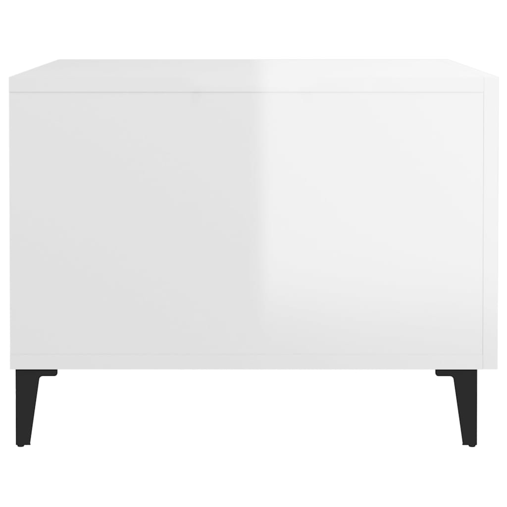 Sidebord Høyglans Hvit med metallben 2 stk 50x50x40 cm