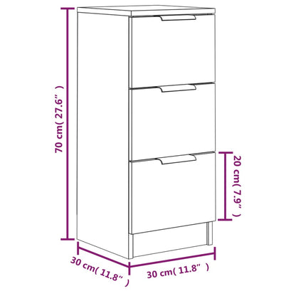 Kommode Brun Eik 2 stk 30x30x70 cm