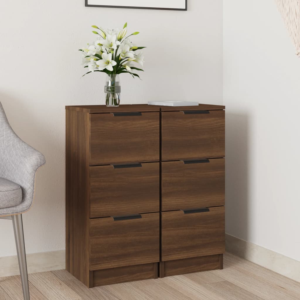 Kommode Brun Eik 2 stk 30x30x70 cm