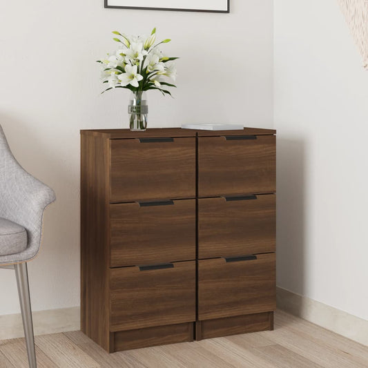 Kommode Brun Eik 2 stk 30x30x70 cm