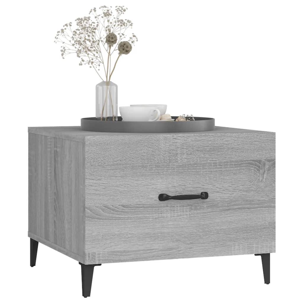 Salongbord Sofabord Sonoma Grå med metallben 2 stk 50x50x40 cm