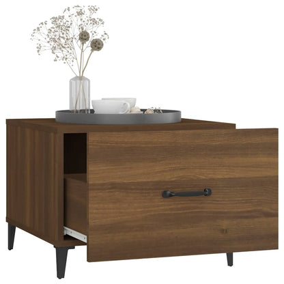 Salongbord Sofabord Brun Eik med metallben 2 stk 50x50x40 cm