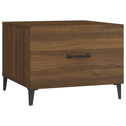 Salongbord Sofabord Brun Eik med metallben 2 stk 50x50x40 cm