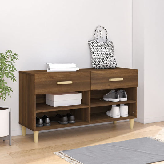 Skoskap Skohylle Skobenk Brun Eik 102x35x55 cm