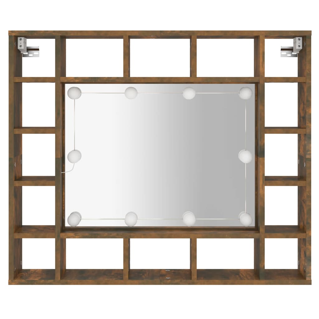 Baderomsspeil Speilskap med LED Røkt Eik 91x15x76,5 cm
