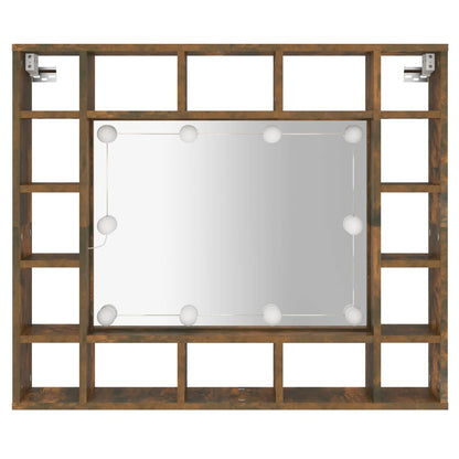 Baderomsspeil Speilskap med LED Røkt Eik 91x15x76,5 cm
